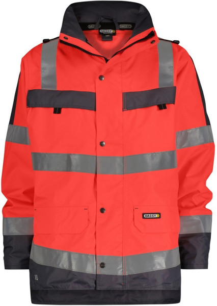 Dassy Warnschutz Regen-Parka Atlantis PES70 Neonrot/Zementgrau