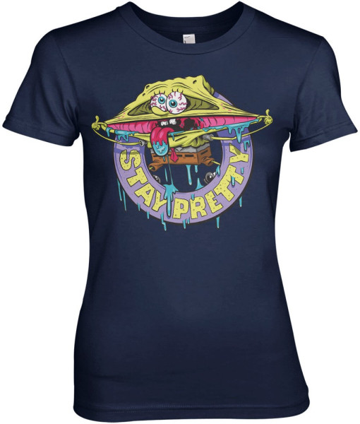 Spongebob Stay Pretty Girly Tee Damen T-Shirt Navy
