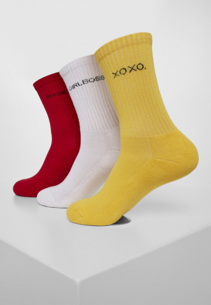 Urban Classics Socken Wording Socks 3-Pack Yellow/Red/White