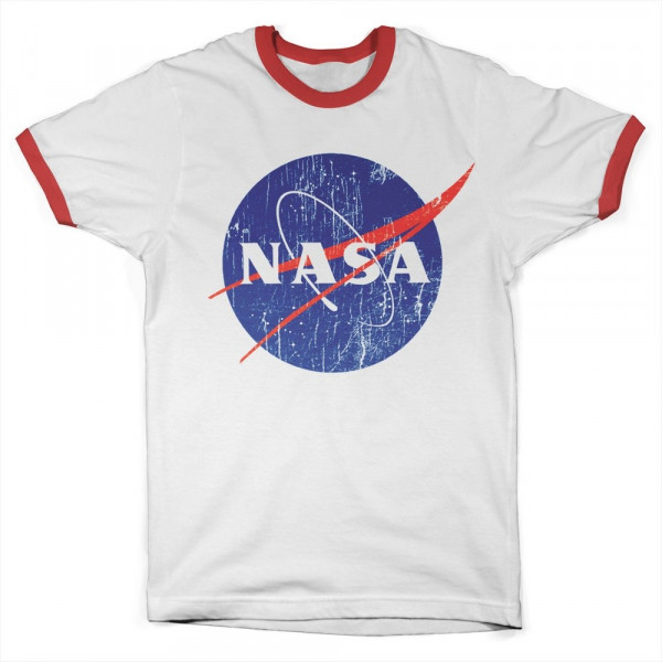 NASA Washed Insignia Ringer Tee T-Shirt White-Red