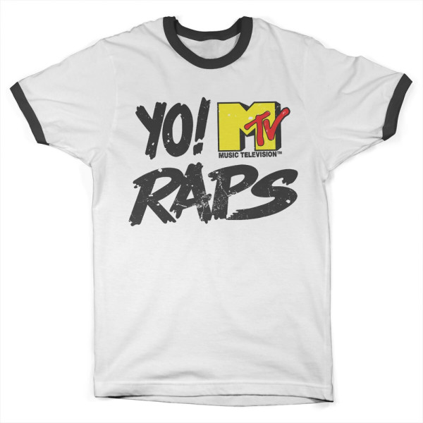 Yo! MTV Raps T-Shirt Distressed Logo Ringer Tee MTV-51-YMR002-H80-4