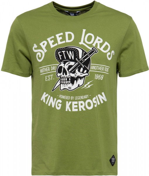 King Kerosin Herren T-Shirt mit coolem Frontprint KK4205353047 Grün