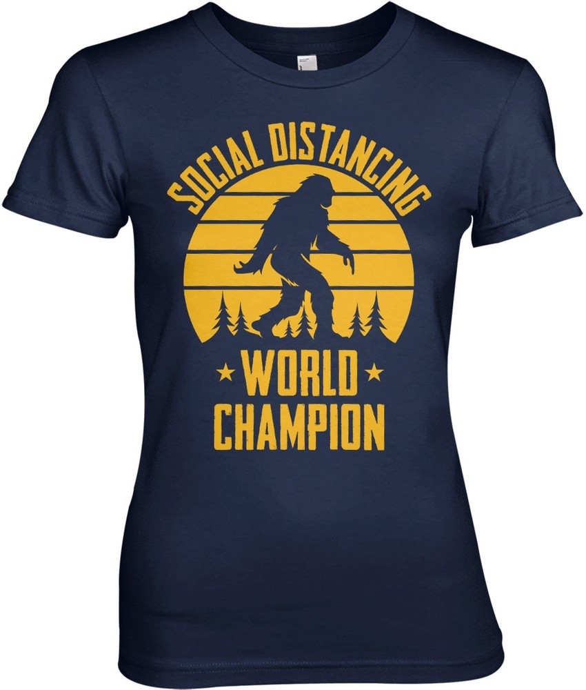 Hybris Social Distancing World Champion Girly Tee Damen T-Shirt Blau - Damen