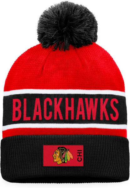 Fanatics Mütze Wintermütze Authentic Pro Game & Train Cuffed Pom Knit Chicagohawk 1348648
