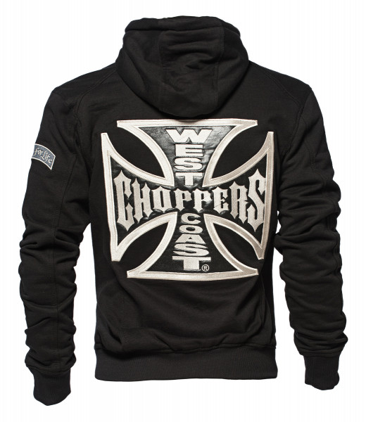 WCC West Coast Choppers Hoodie Cross Panel Zip Black