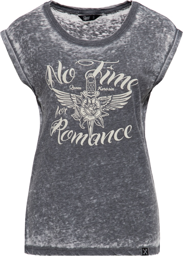 Queen Kerosin Damen Enyzm Wash Sleeveless T-Shirt "No Time" QKU41021 - Damen