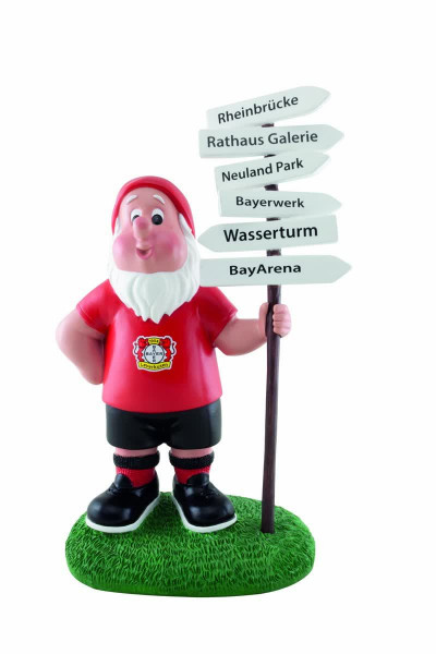 Bayer 04 Leverkusen Gartenzwerg Wegweiser Fussball Rot/Schwarz