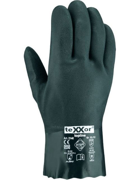 teXXor Topline Chemikalienschutz-Handschuhe Pvc Grün (12 Paar) 2140