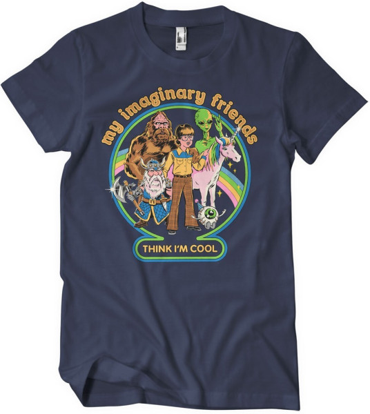 Steven Rhodes My Imaginary Friends Think I'M Cool T-Shirt Navy