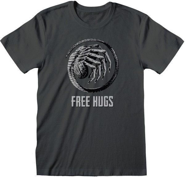 Alien Movie Franchise Free Hugs T Shirt Charcoal T Shirts Tops Filme Serien Fanartikel kustom kult