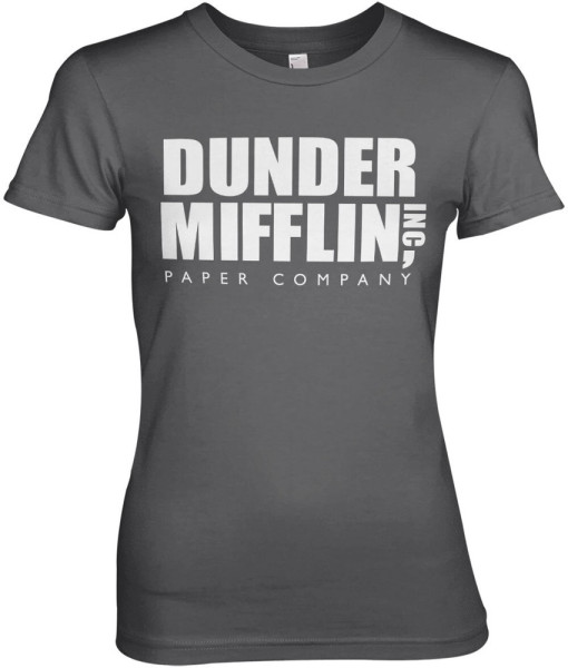 The Office Dunder Mifflin Inc. Logo Girly Tee Damen T-Shirt Dark-Grey