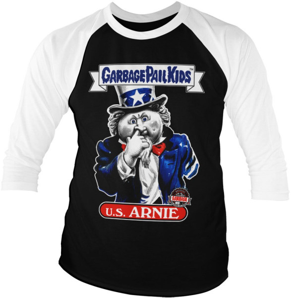 Garbage Pail Kids U.S. Arnie Baseball 3/4 Sleeve Tee Longsleeve White-Black