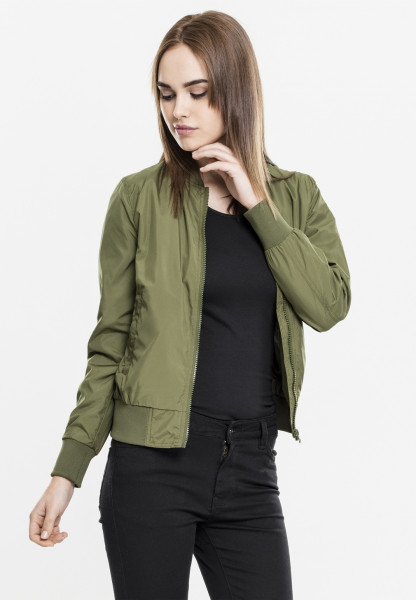 Urban Classics Women Bomber Jacket Ladies Light Bomber Jacket Olive