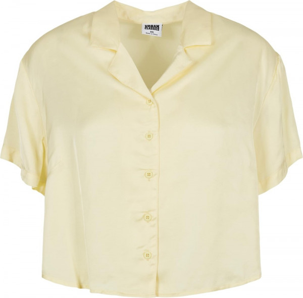 Urban Classics Damen Ladies Viscose Satin Resort Shirt Softyellow