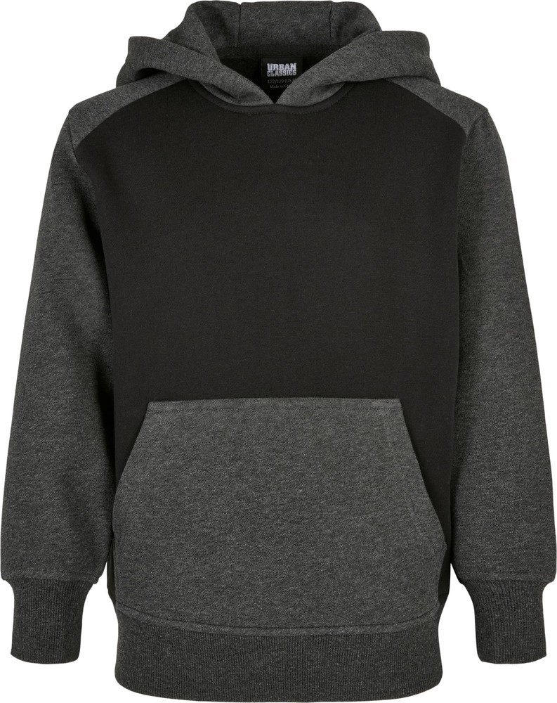 Urban Classics Jungen Boys 2-Tone Fake Raglan Hoody Schwarz/Charcoal - Herren / Unisex