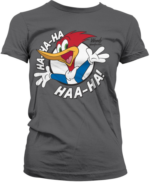 Woody Woodpecker HaHaHa Girly Tee Damen T-Shirt Dark-Grey