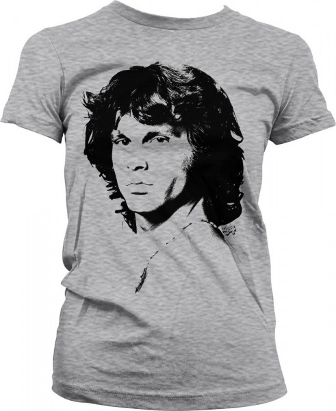 Jim Morrison Portrait Girly Tee Damen T-Shirt Heather-Grey
