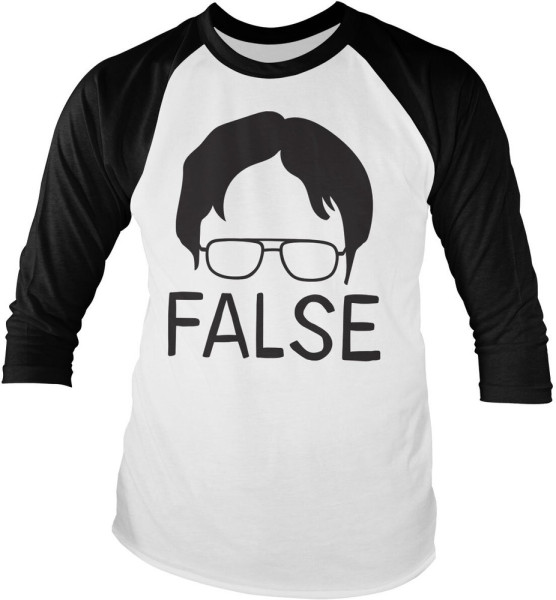 The Office False Baseball Long Sleeve Tee Longsleeve White-Black