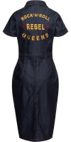 Preview: Queen Kerosin Damen Retro Denim Worker Kleid "Rockn Roll Rebel Queens" QKU46029 Preview: Queen Kerosin Damen Retro Denim Worker Kleid "Rockn Roll Rebel Queens" QKU46029