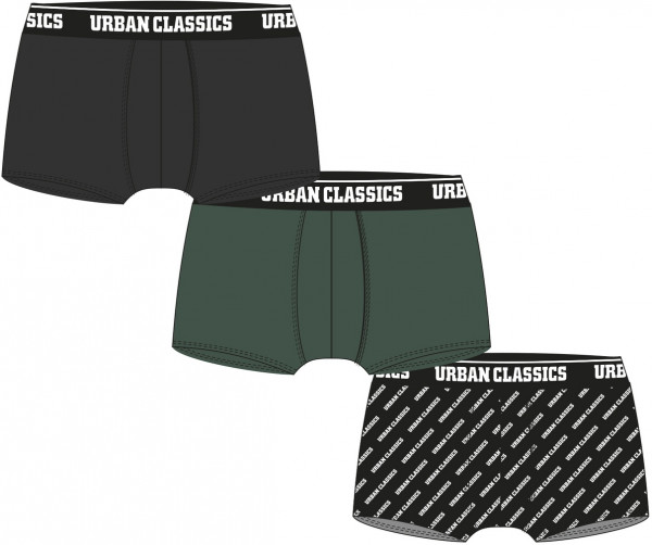 Urban Classics Boxershort Boxer Shorts 3-Pack Darkgreen/Black/Branded Aop