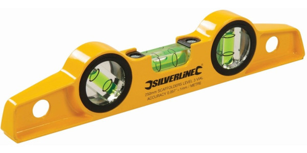 Silverline Messgeräte Magnetische Gerüstbau-Wasserwaage 250 mm