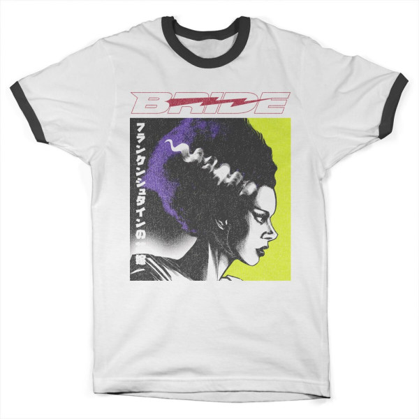 Universal Monsters Bride of Frankenstein Ringer Tee White-Black