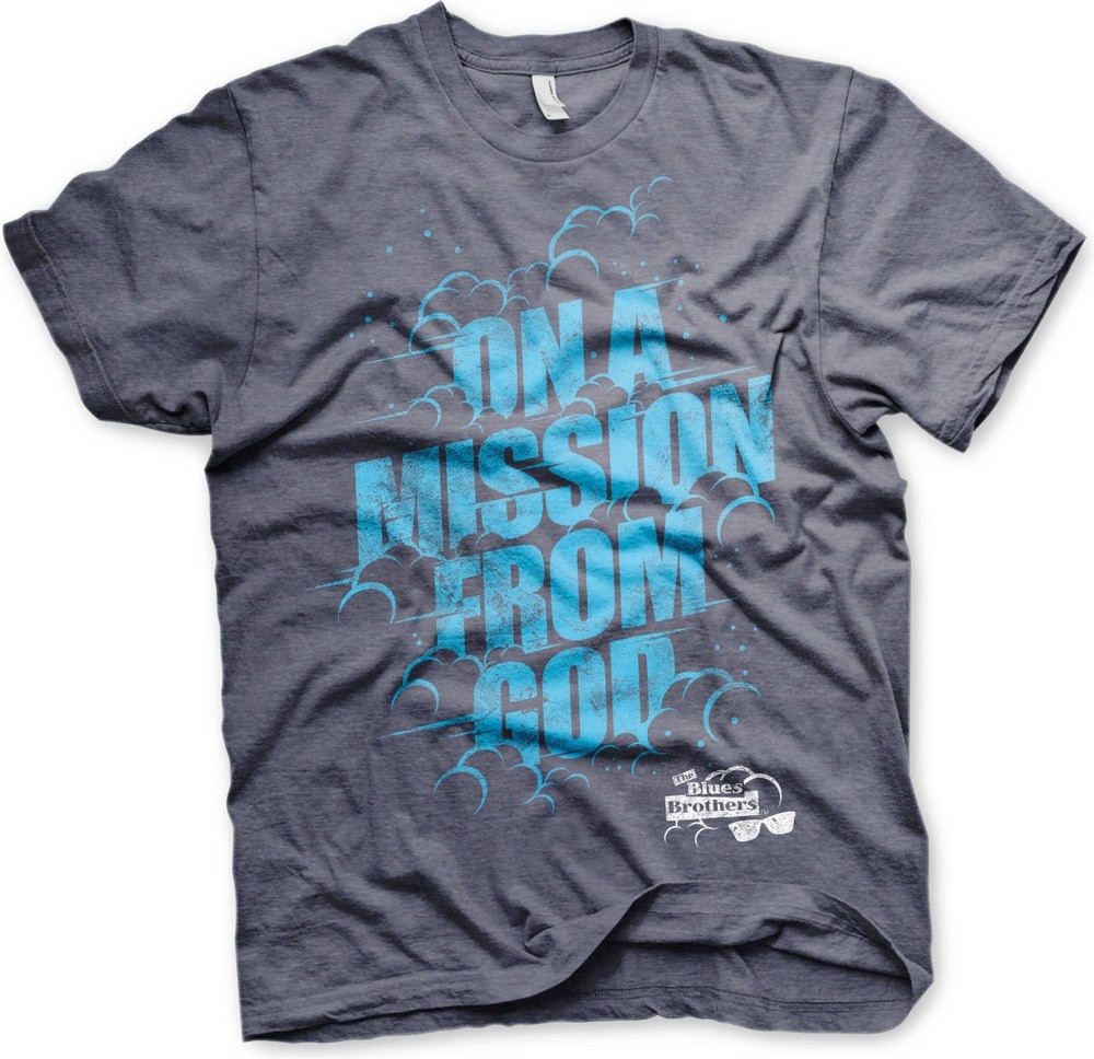 On A Mission From God Blaus Brothers T-Shirt Blau-Heather - Herren / Unisex