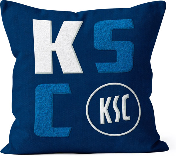 Karlsruher SC Kissen Buchstaben KSC Fussball Blau-45x45cm