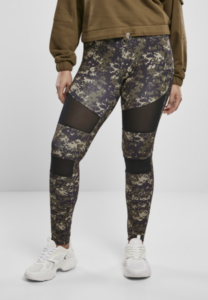 Urban Classics Damen Leggings Ladies Camo Tech Mesh Leggings Wood Digital Camouflage