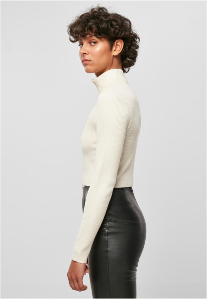Urban Classics Damen Strickjacke Ladies Cropped Rib Knit Zip Cardigan Whitesand