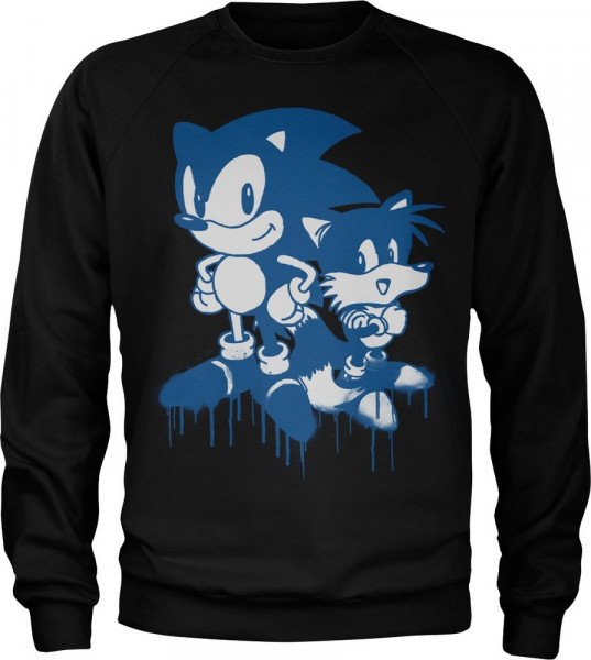 Sonic The Hedgehog Sonic and Tails Sprayed Sweatshirt Black