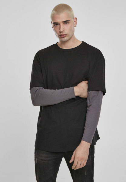 Urban Classics T-Shirt Oversized Shaped Double Layer LS Tee Darkshadow