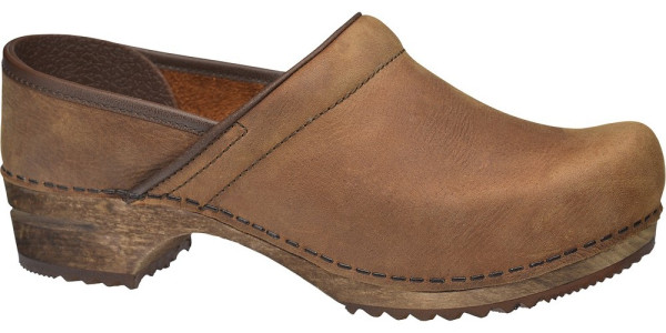 Sanita Damen Clog Wood-Julie Closed Chestnut