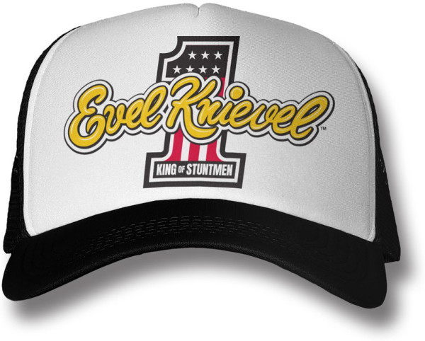 Evel Knievel King Of Stuntmen Trucker Cap White-Black