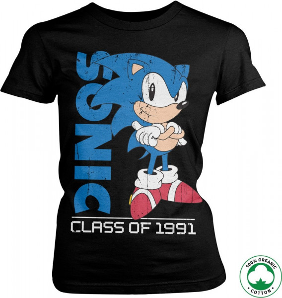 Sonic The Hedgehog Class Of 1991 Organic Girly T-Shirt Damen Black