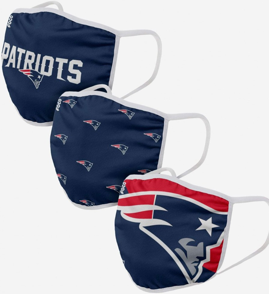 New England Patriots 3er-Pack Gesichtsmasken American Football NFL Blau - Herren / Unisex