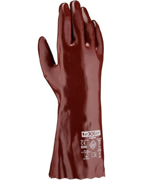 teXXor Topline Chemikalienschutz-Handschuhe Pvc Rotbraun (12 Paar) 2111