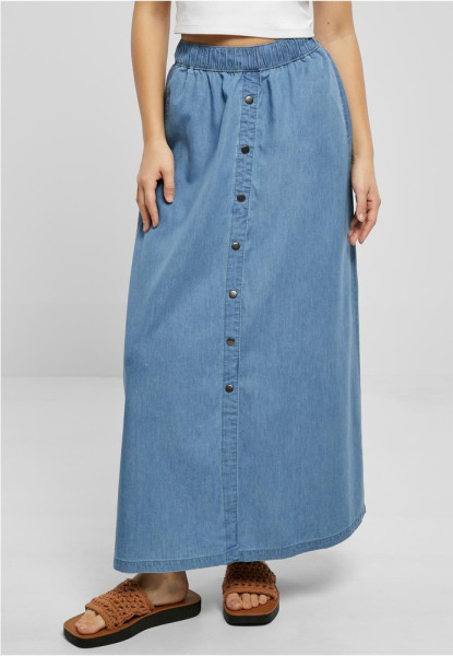 Urban Classics Damen Jeansrock Ladies Long Wide Light Denim Skirt