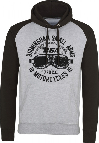 BSA Birmingham Small Arms Goggles Baseball Hoodie Heather-Grey-Black