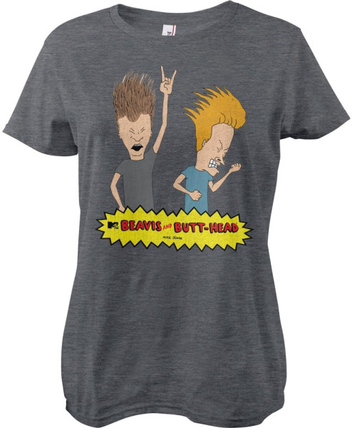 Beavis and Butt-Head Headbanging Girly Tee Damen T-Shirt Dark-Heather