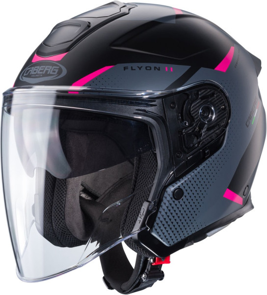 Caberg Motorrad Jethelm Flyon II Boss Matt-Schwarz/Grau-Fuchsia