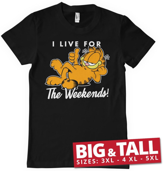 Garfield Live For The Weekend Big & Tall T-Shirt Black