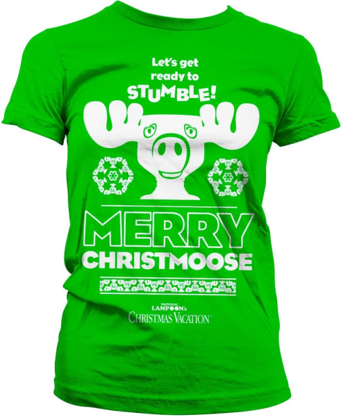 National Lampoon's Christmas Vacation Merry Christmoose Girly Tee Damen T-Shirt Green