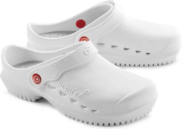 Schu'zz Schuzz Damen Clog Berufsschuhe PROTEC Femme uni Blanc & Gris / Weiß