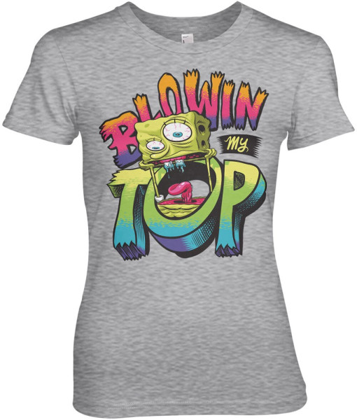 Spongebob Blowin My Top Girly Tee Damen T-Shirt Heather-Grey