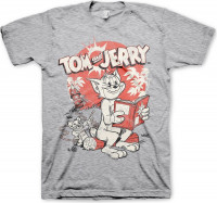 Tom & Jerry Vintage Comic T-Shirt Heather-Grey Tom & Jerry Vintage Comic T-Shirt Heather-Grey