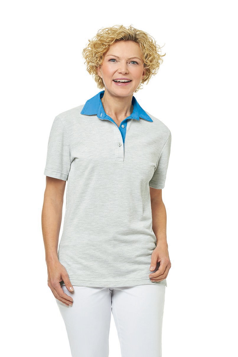 Leiber Polo-Shirt 08/2741/6976 Grau Melange/Türkis - Herren / Unisex