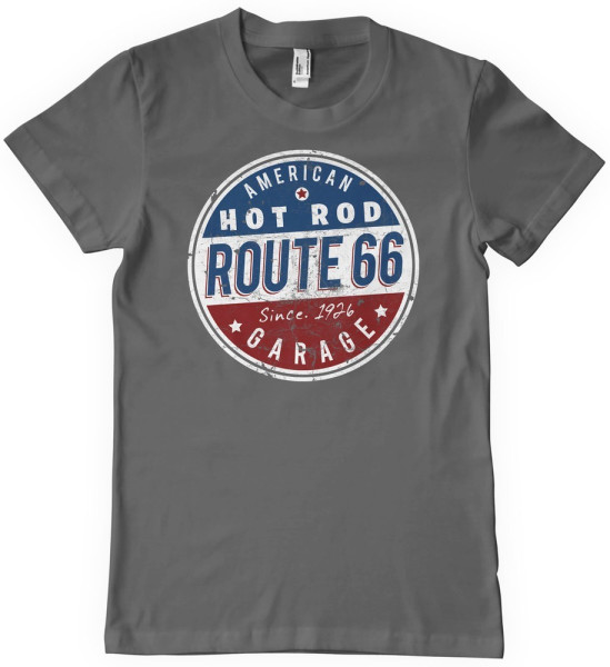 Route 66 - Hot Rod Garage T-Shirt Darkgrey
