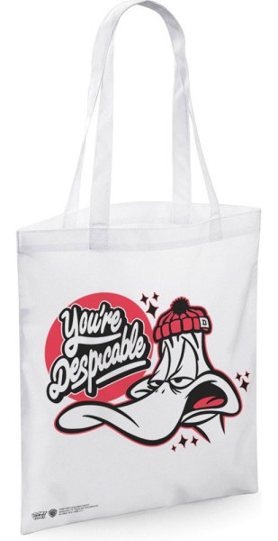 Looney Tunes Daffy Duck You're Desplcable Tote Bag Tasche White
