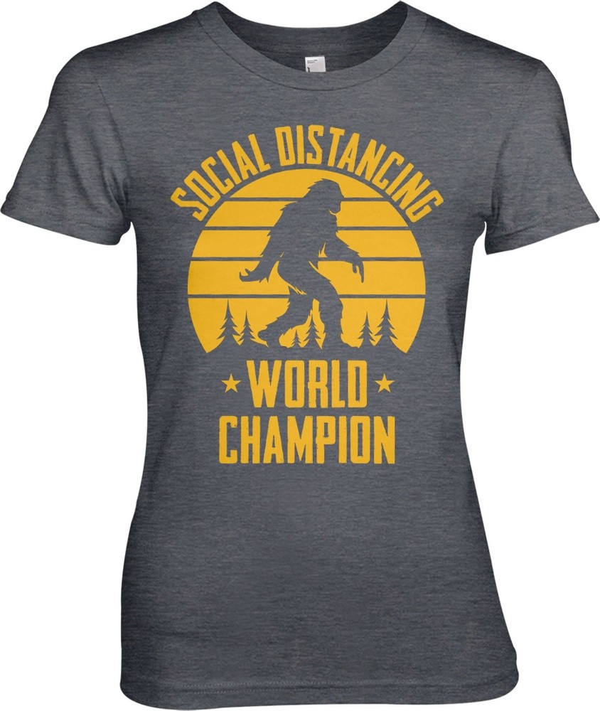 Hybris Social Distancing World Champion Girly Tee Damen T-Shirt Dark-Heather - Damen
